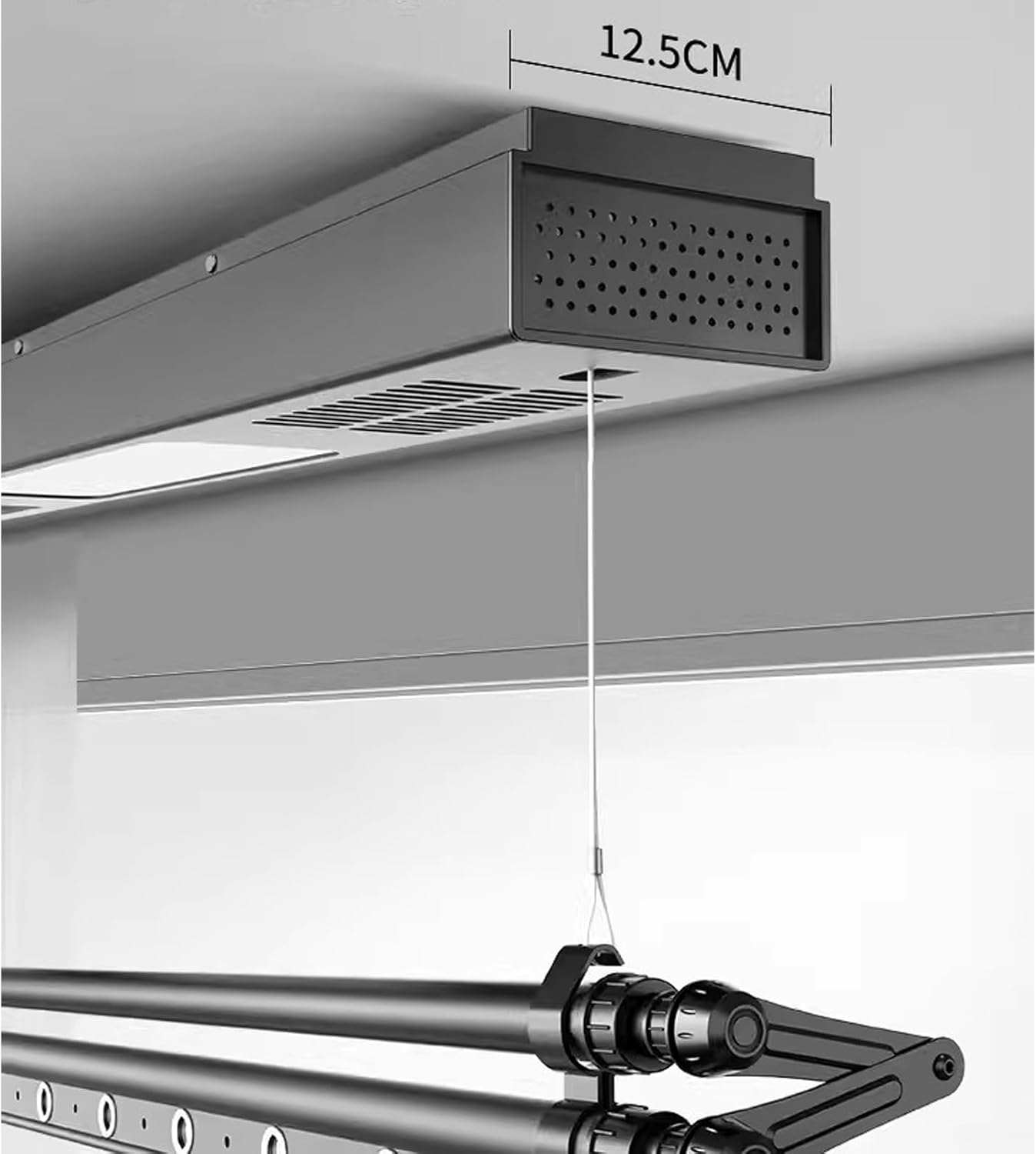 Ceiling Mounted Clothesline Single Pole Electric Clothes Hanger Small Invisible Balcony Remote Control Lifting and Retracting Household Electrical Drying Rack,