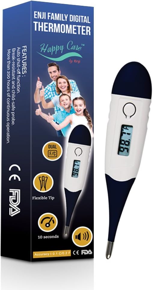 Happy Care by Enji Digital Baby Thermometer for Fever - Easy Accurate, Fast 10 Second Read, Oral, Rectal, Underarm Medical Thermometer for Infants, Babies, Kids, Adults & Pets, Baby Termometro Di