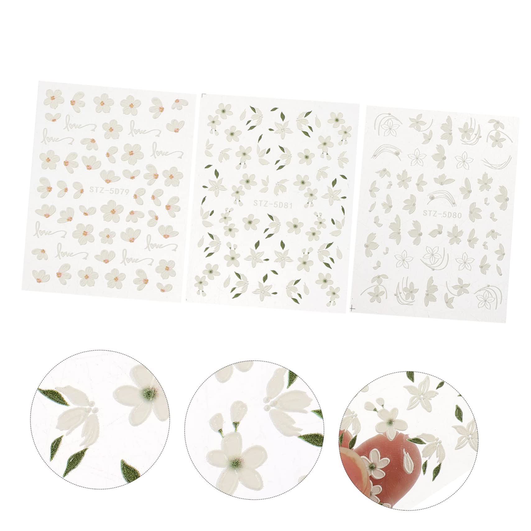 VALICLUD 4 Set Ornamento Per Unghie Decorazione Per Unghie Fiori Adesivi Per Unghie Floreali Adesivi Floreali Per Manicure Carino Unghia Fiore Etichetta Uv Resina 3 Fogli * 4