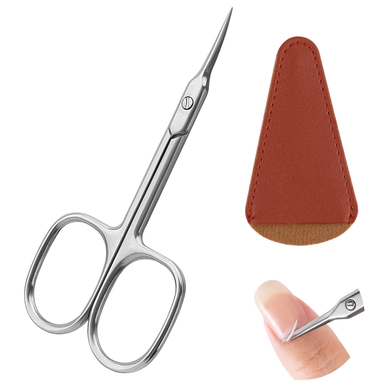 Tijeras Cuticulas Profesionales, Tijeras Cortar Uñas Belleza Curva Extra Afiladas Punta Fina Cortacuticulas Acero Inoxidable para Cejas Uñas Vello Facial Bigote Nariz Piel Muerta Pestañas Manicura