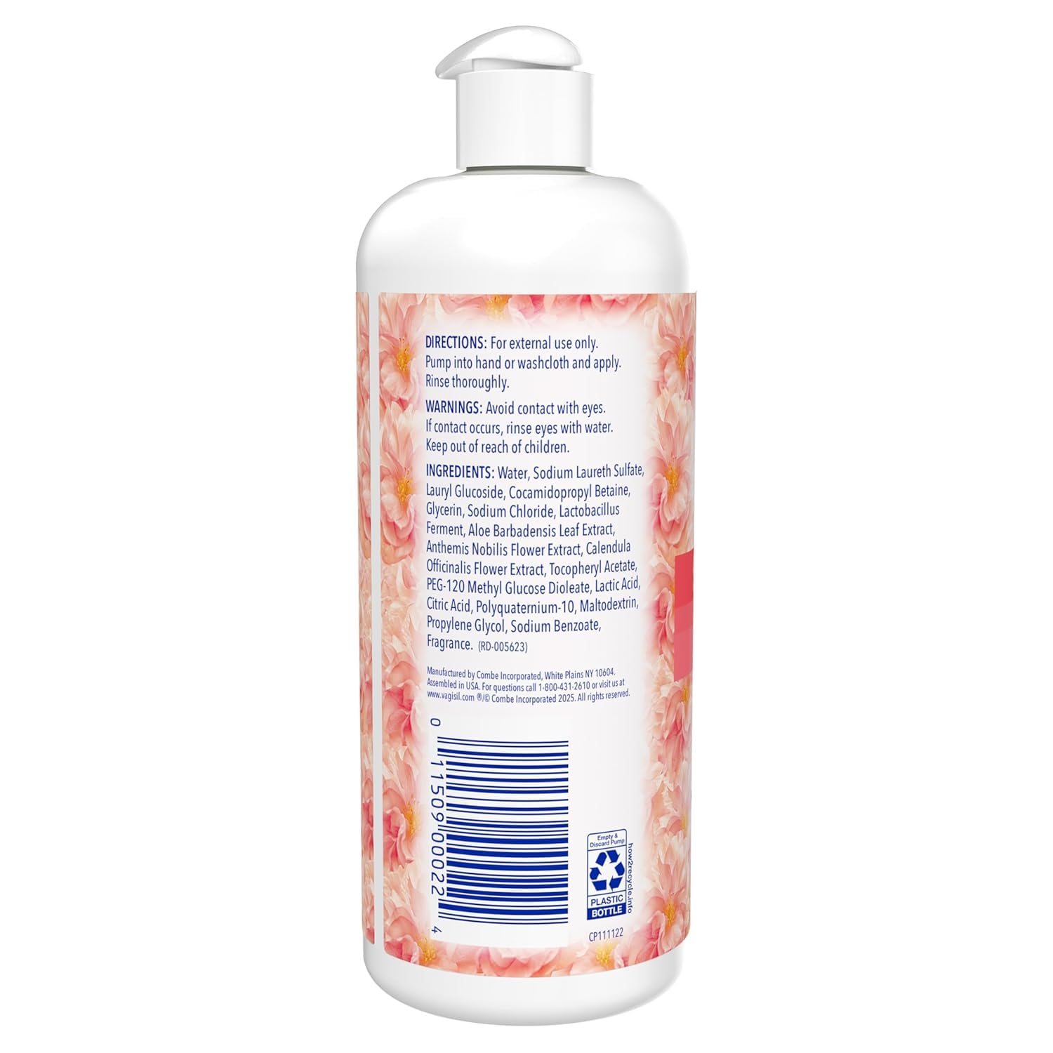 Vagisil Feminine Wash for Intimate Area Hygiene, Scentsitive Scents, pH Balanced and Gynecologist Tested, Peach Blossom, 16.9oz with Pump