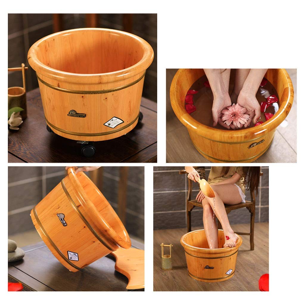 Hölzernes Fußbecken, Fußbecken-Wanne-Eimer für Fußbad, Pediküre-Schüssel-Spa-Massage-Holz-Fußwanne (Color : 3), Massagerollen