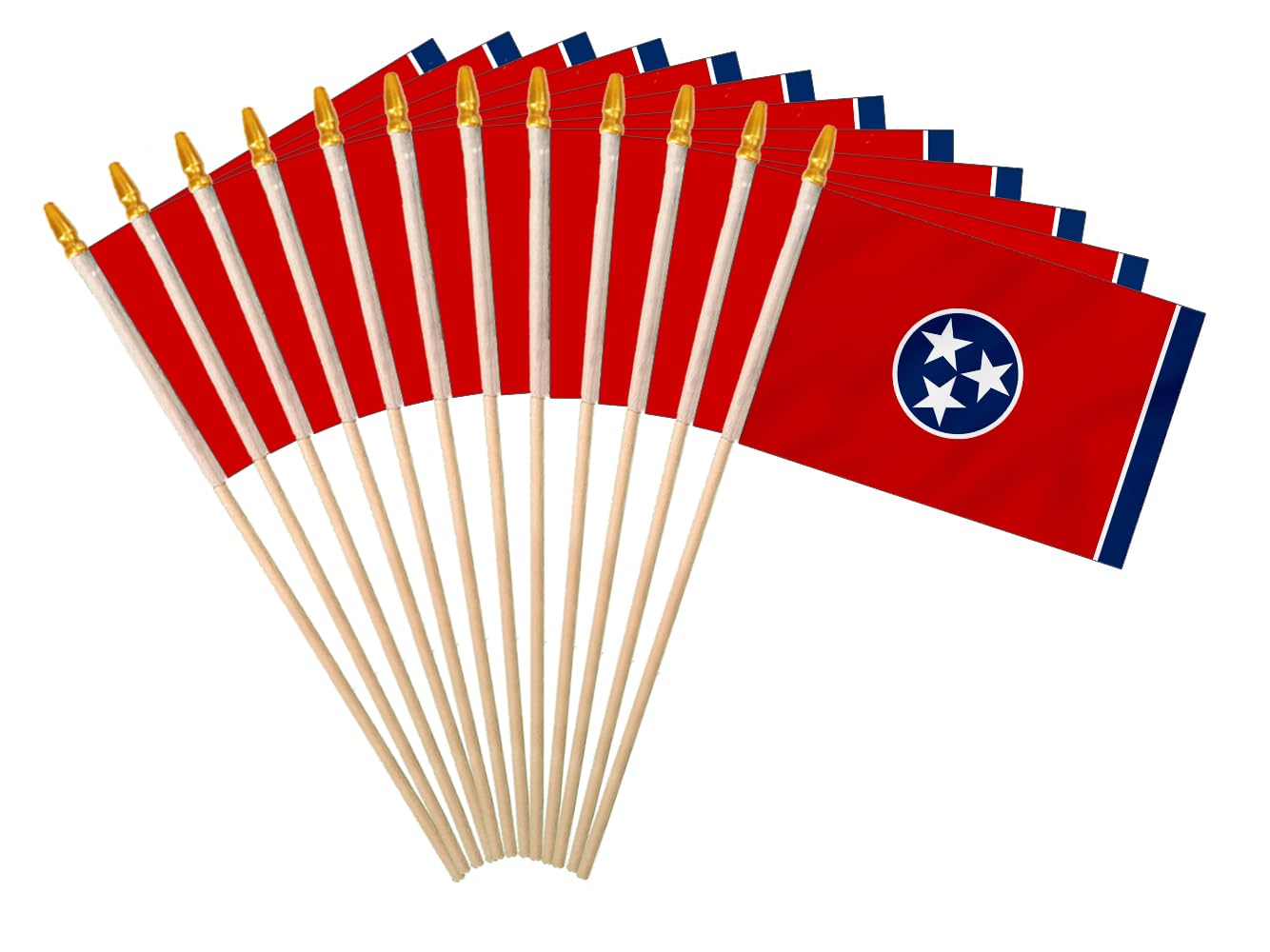 Tennessee State Handheld Stick Flag 6x9 Inch 12 Pack Small Mini TN Flag On Wooden Stick For Patriotic Festival Events Party Decoration (TN, 6x9 In)