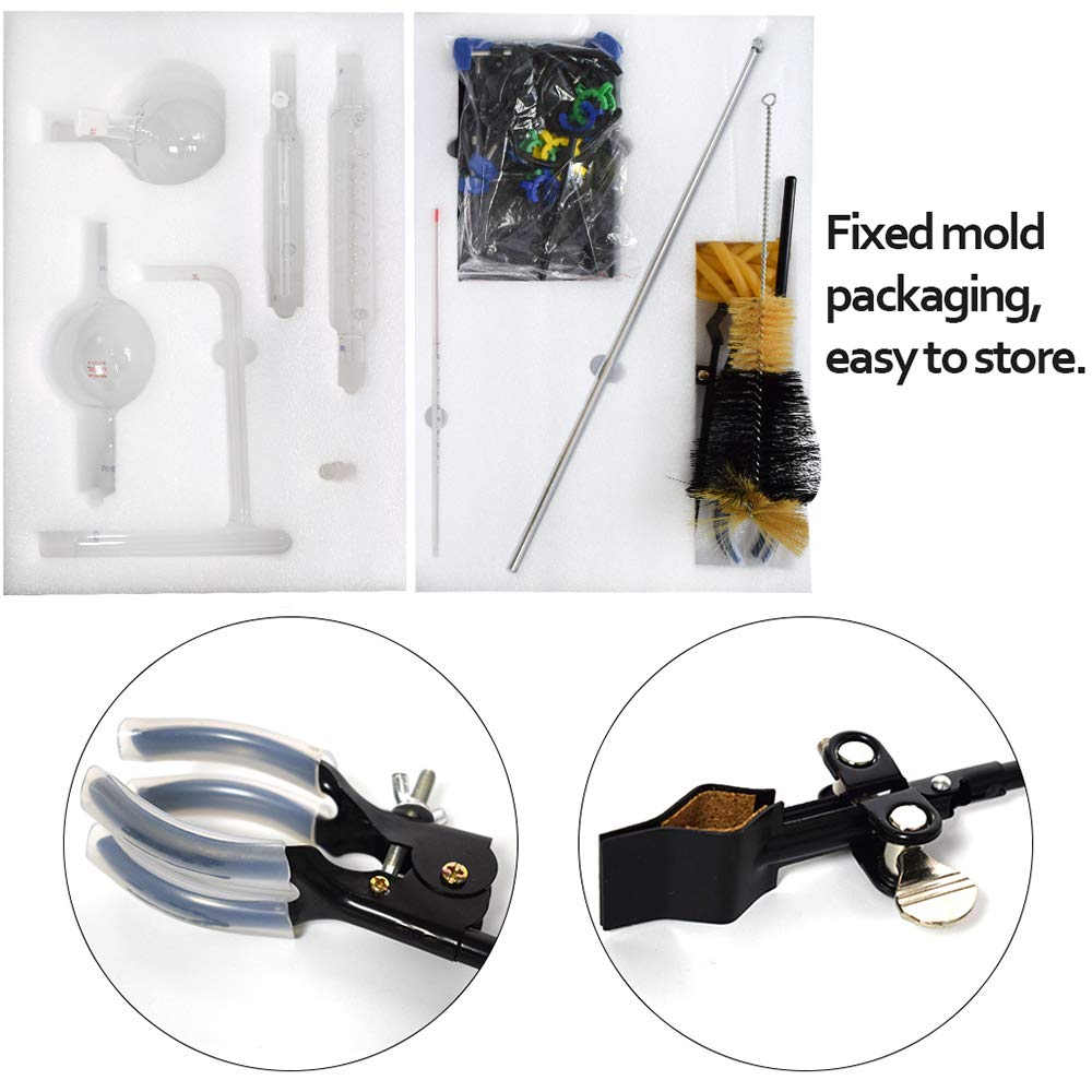 500 ml Destillationsgerät für ätherische Öle Laborglas-Kits Dampf-Wasserdestillations-Reinigungskits zur Destillation von ätherischen Ölen bei der Wasserdestillation zu Hause (500ml)