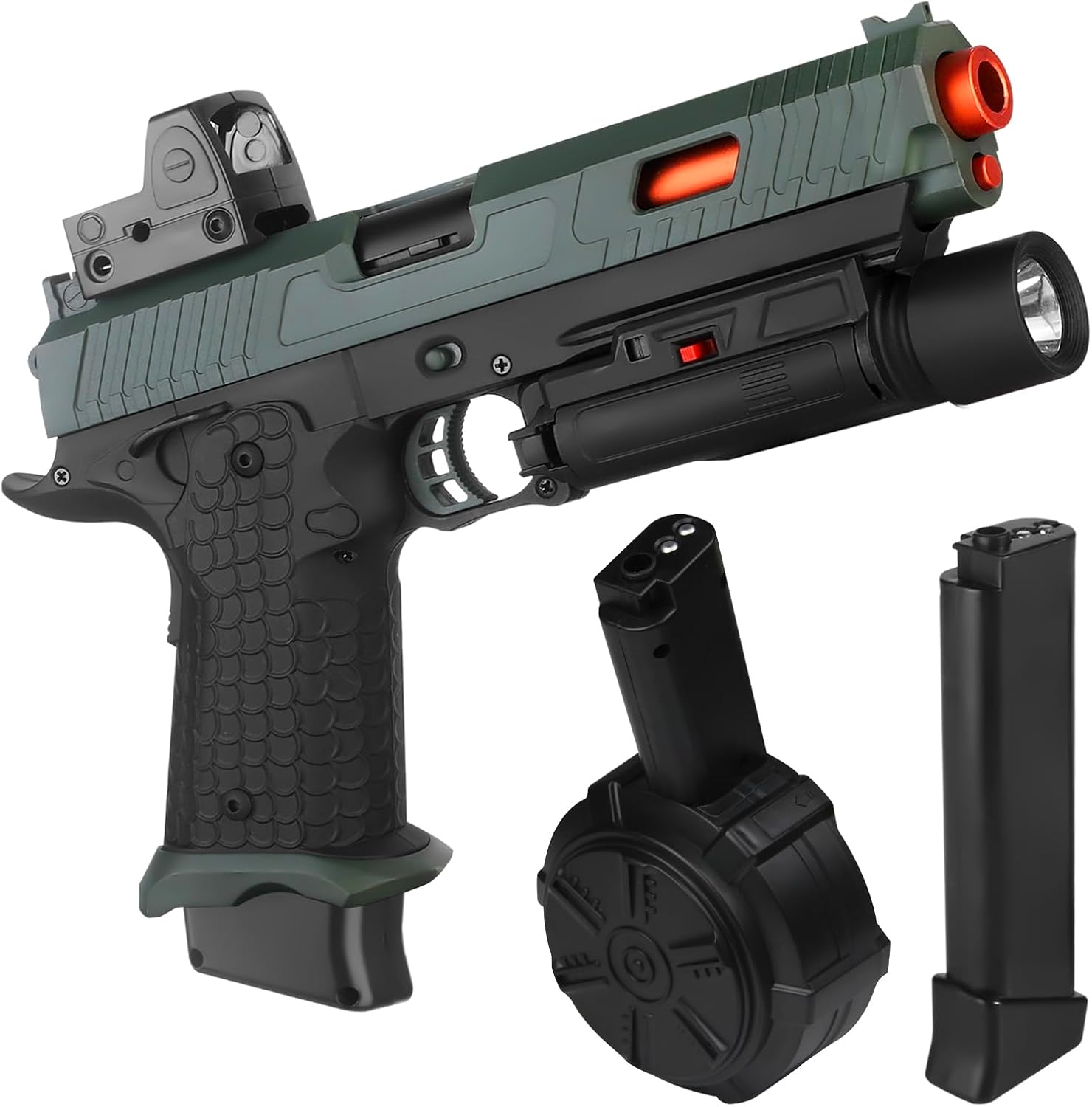 Color Green Electric Gel Blaster Toys New X5, Full Auto Splat-Blaster Includes Drum and Goggles for Outdoor Team Game, X2 Upgrade Version for Ages 14 ,Green