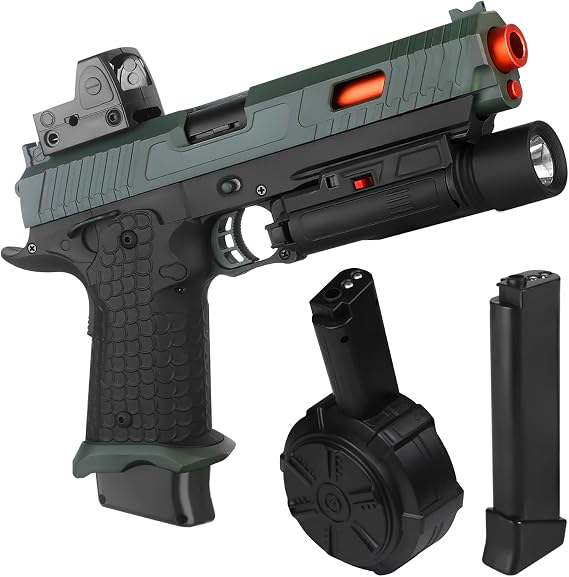 Electric Gel Blaster Toys New X5, Full Auto Splat-Blaster Includes Drum and Goggles for Outdoor Team Game, X2 Upgrade Version for Ages 14+,Green