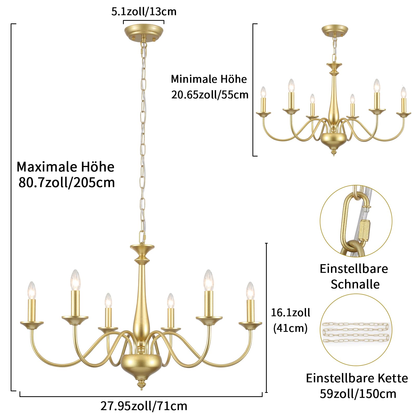 Lampadario dorato a sospensione vintage lampada a sospensione 6 luce lampada a sospensione soggiorno, lampadario sala da pranzo, lampadario industriale per cucina camera da letto, lampadina E14