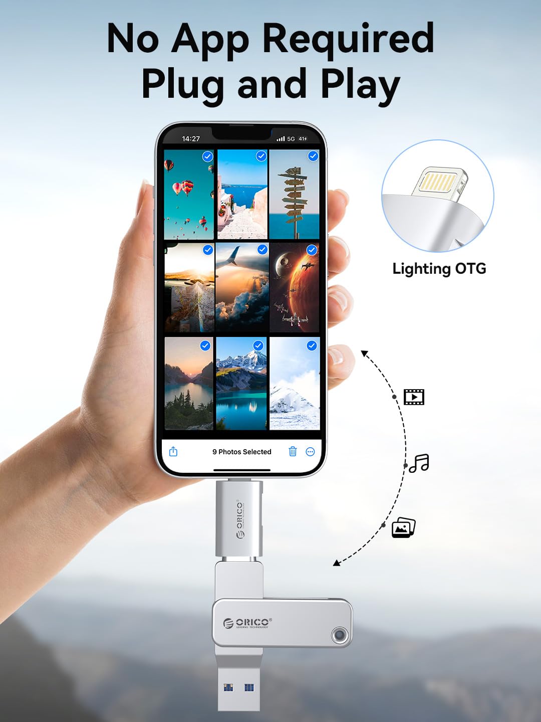 ORICO USB C femmina a Lightning maschio per iPhone 14/13/11/12 Pro Max, compatibile con caricamento, supporto funzione OTG per la trasmissione dati e connessione a SSD esterni - LC10