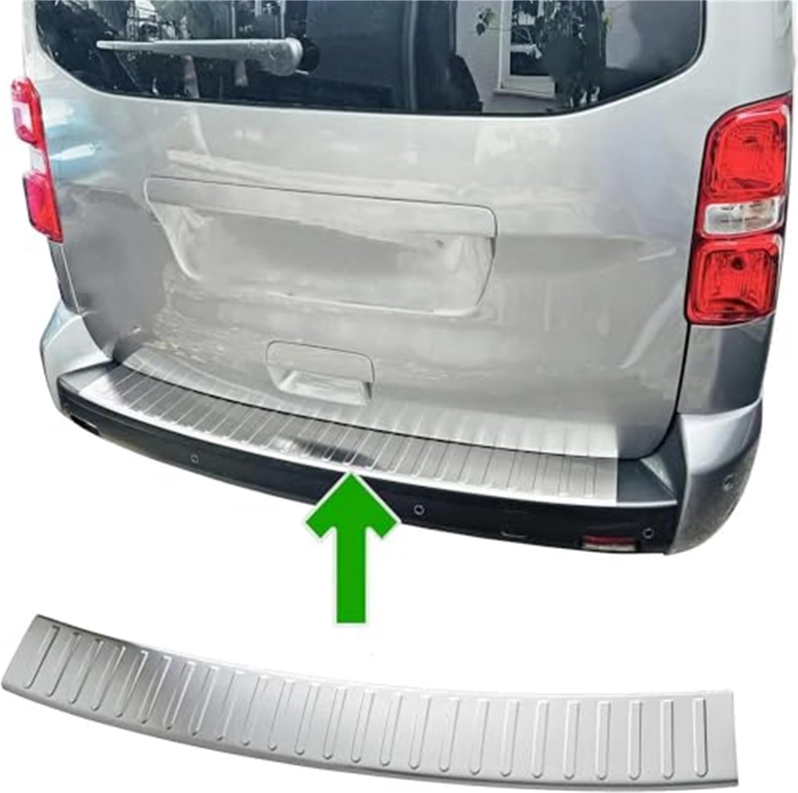 Ochraniacz tylnego zderzaka, dla Peugeot, dla podróżnika 2016 2017 2018 2019 + matowa ochrona krawędzi bagażnika ze stali nierdzewnej Gumowa osłona tylnego zderzaka
