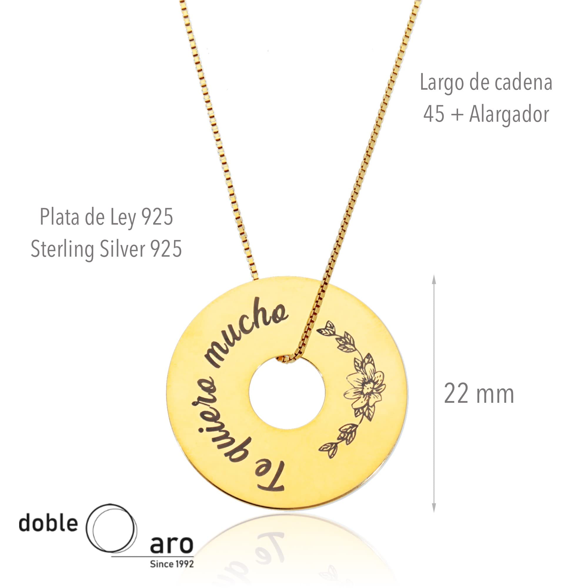 Colgante con Cadena Veneciana Personalizada - Cadena Venecia de plata Personalizada - Regalo Original - Collar Artesanal. Cadena 45 cm + Alargador - Plata de Ley 925/1000.