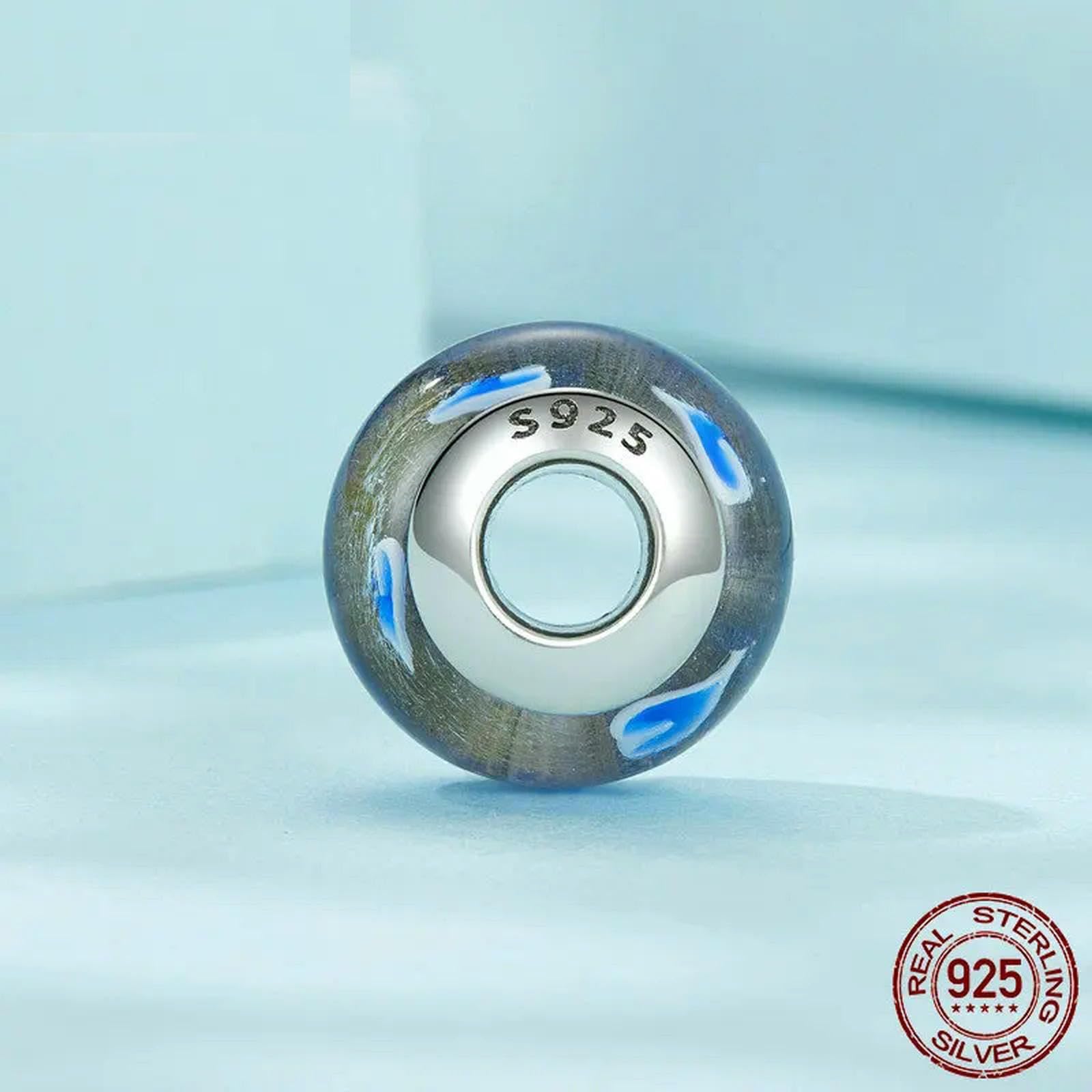 Dijes de corazón azul para mujer, joyería de plata de ley 925, para pulseras, accesorios DIY