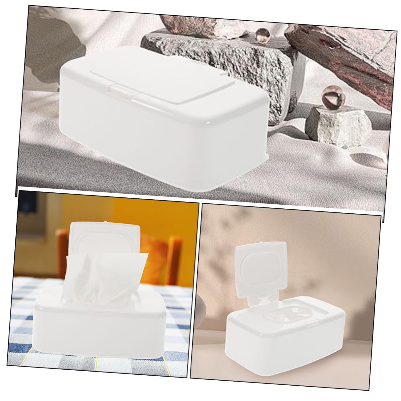 HOOTNEE 3pcs Box Wipe Box Lid Wipe Container Small Tissue Case Wipes Dispenser Wipe Containers Refillable Reusable Wipes Container Wipe Holder for Bathroom Wipes Case
