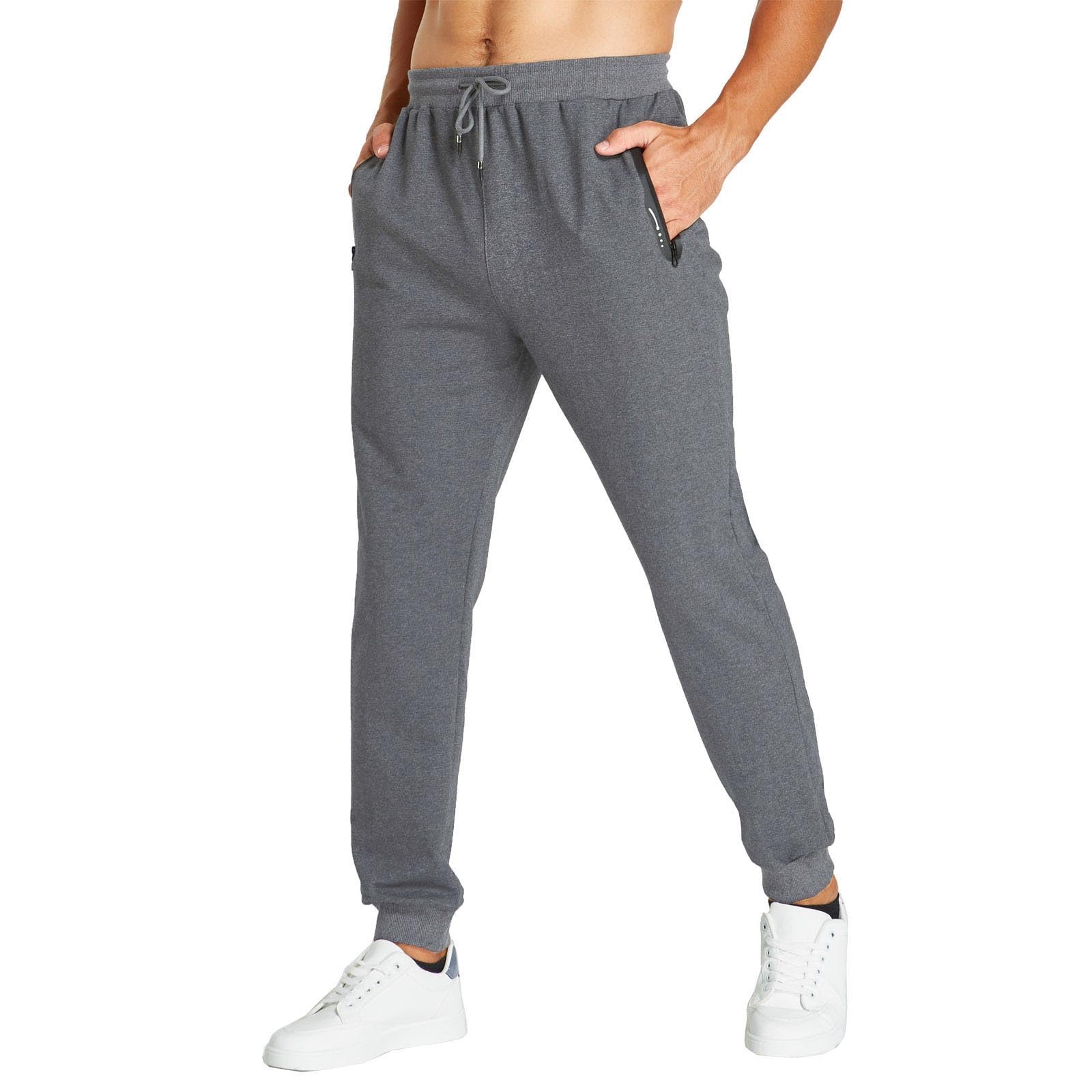 JustSun Jogginghose Herren Sporthose Baumwolle mit Reißverschlusstaschen