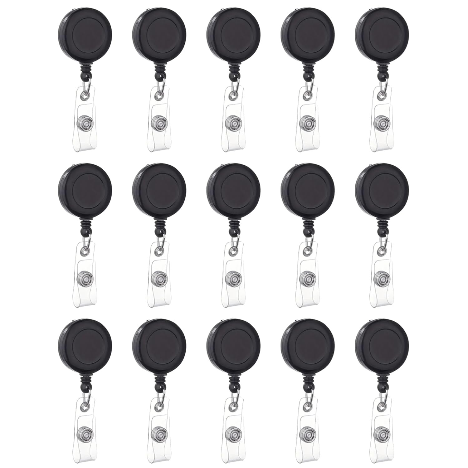 SYEYCW 15 Pcs Retractable Badge Holder, Extendable Lanyard Clip, Heavy Duty Badge Reel, Lanyard for ID Holder, Card, Key, for Nurses, Teachers, Office Workers, Hospital Security
