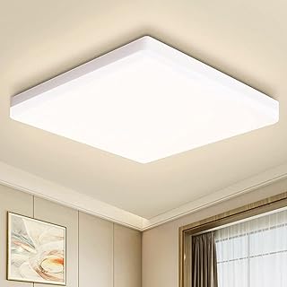 OOWOLF LED Ceiling Light, 25W Daylight Ceiling Light Fixture,IP44 Kitchen Ceiling Lights,1900LM 4500K Square Ceiling Lighting, Long Lifespan Flush Ceiling Lights for Living Room Kitchen Bathroom