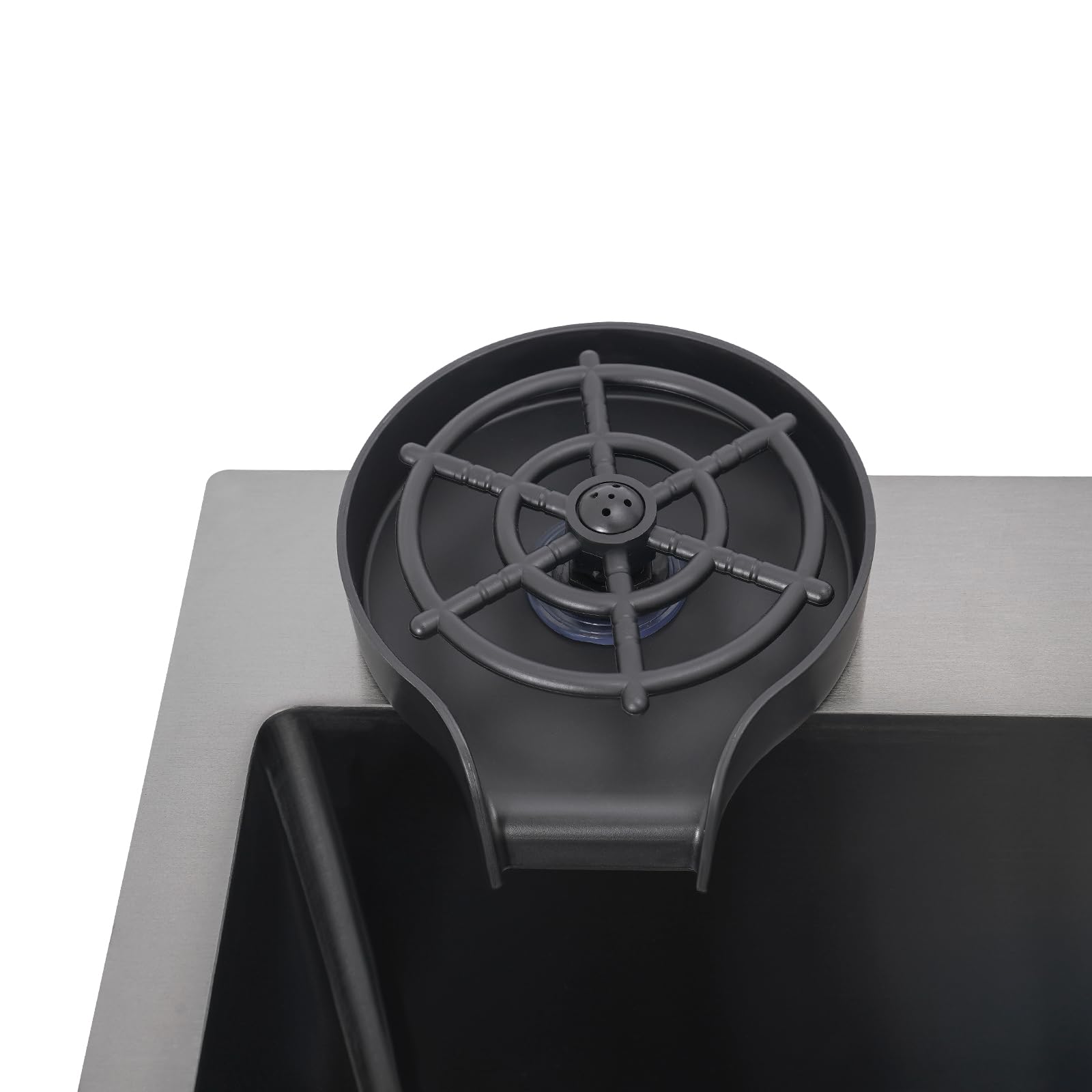 Fregadero de acero inoxidable, 60 x 45 cm, color negro, con grifo extraíble y lavavajillas para tazas, 1 lavabo, incluye tubo de drenaje, dispensador de jabón, cesta colador