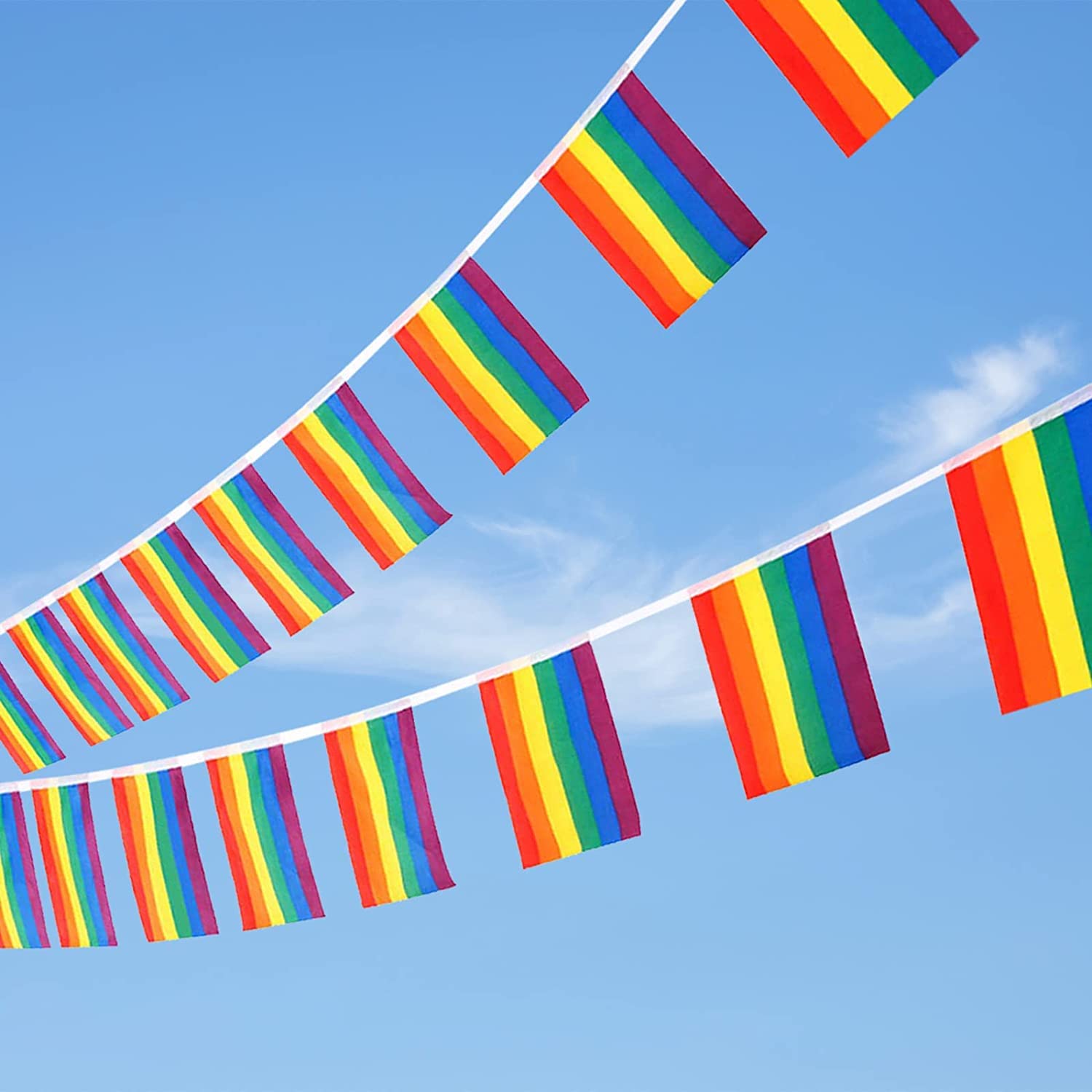 Fanions Arc-en-ciel Extérieur Drapeau Arc-en-ciel LGBT ACTOYS - Guirlande 10 M - Décoration Fierté Gay Pride - Extérieur Drapeau Pride