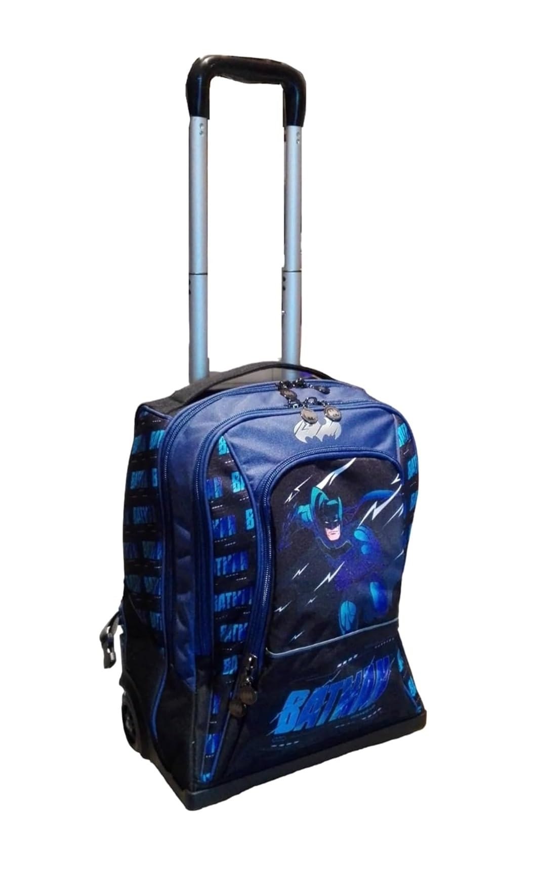 Schulrucksack, kompatibel mit Batman, gepolsterte Schultergurte, für Kinder, Grundschulen + 7 mehrfarbige Stifte und Schlüsselanhänger mit Pfeife, mehrfarbig, standard, Klassisch