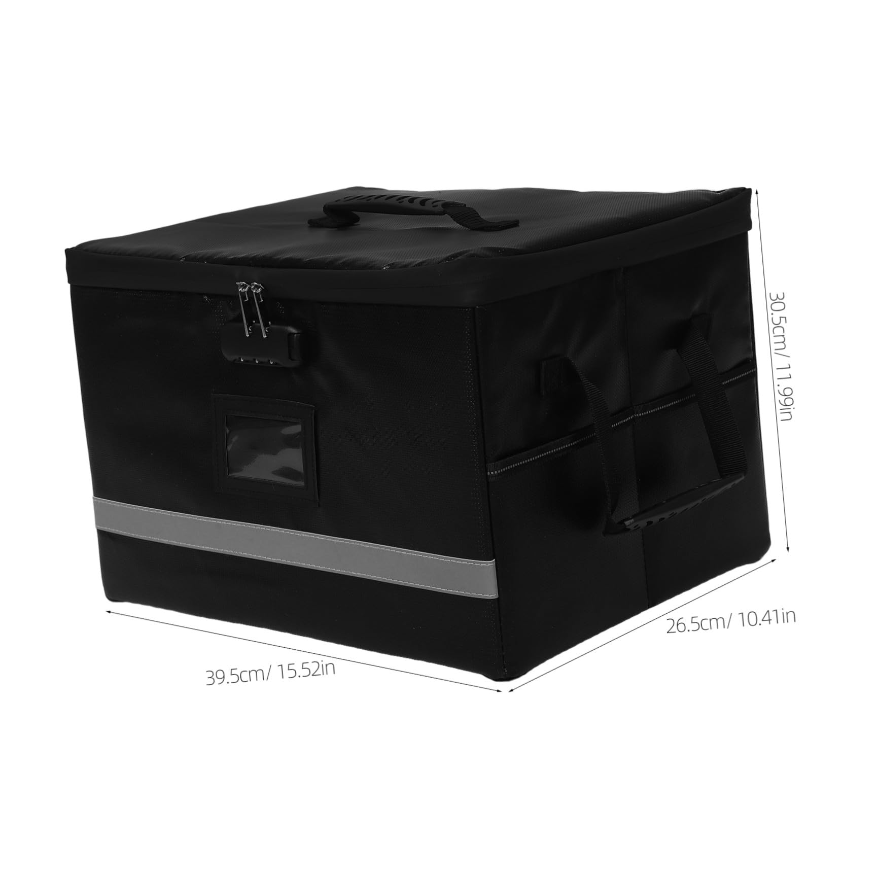 SHINEOFI Dokumentenbox mit Deckel Griff Schloss und Reißverschluss Schwarze Faltbare Feuerfeste aus Polyester und Kunststoff für Büro und Zuhause