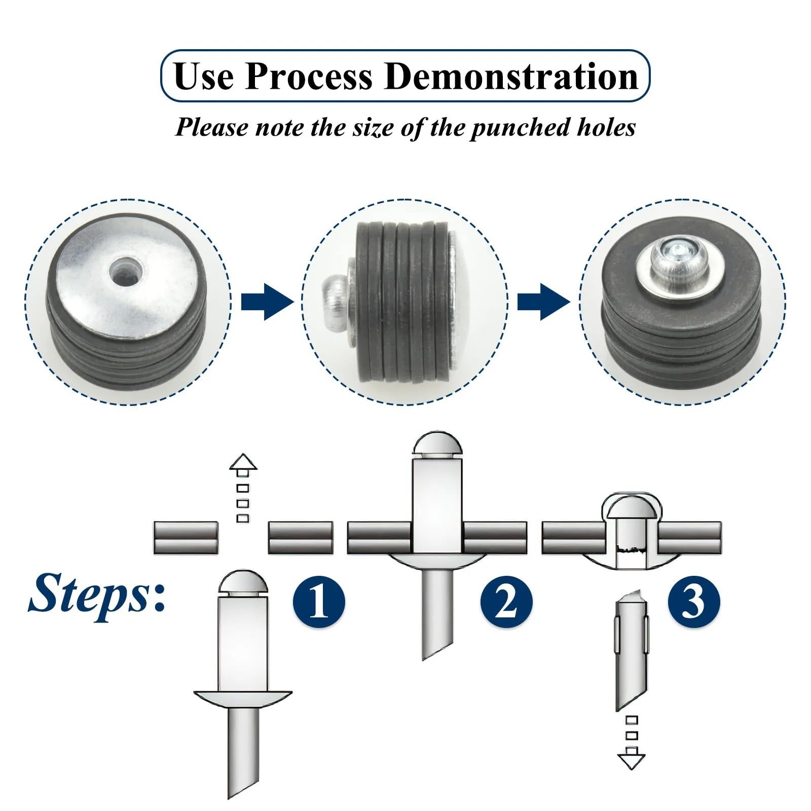 Kit surtido de 300 remaches ciegos de aluminio de brida grande, 16 mm de diámetro | Remaches de aluminio resistentes para un cierre seguro. Ideal para proyectos de metal, plástico y madera. 4,8 x 20 mm