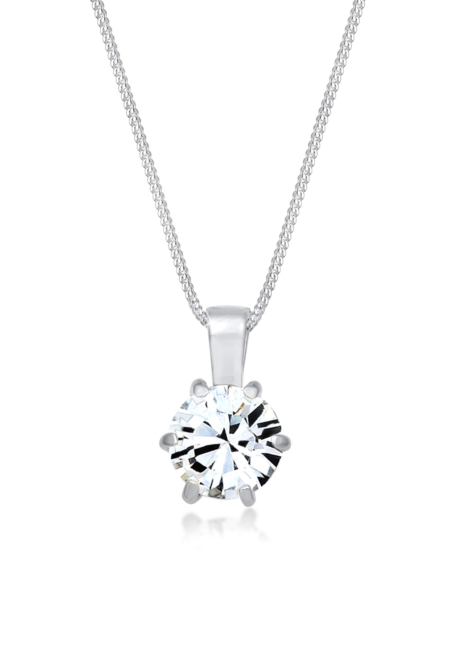 Elli Basic Curb Chain Necklace Swarovski Crystals 925 Silver 45 Silver