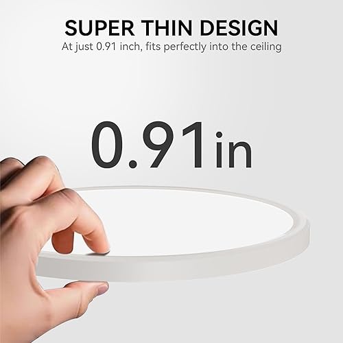 Miniatura 5 de MODERN Paquete de 12 luces LED de techo superfinas de 9 pulgadas y 2800 lm de montaje empotrado, luz de día de 5000 K, luz de techo no regulable