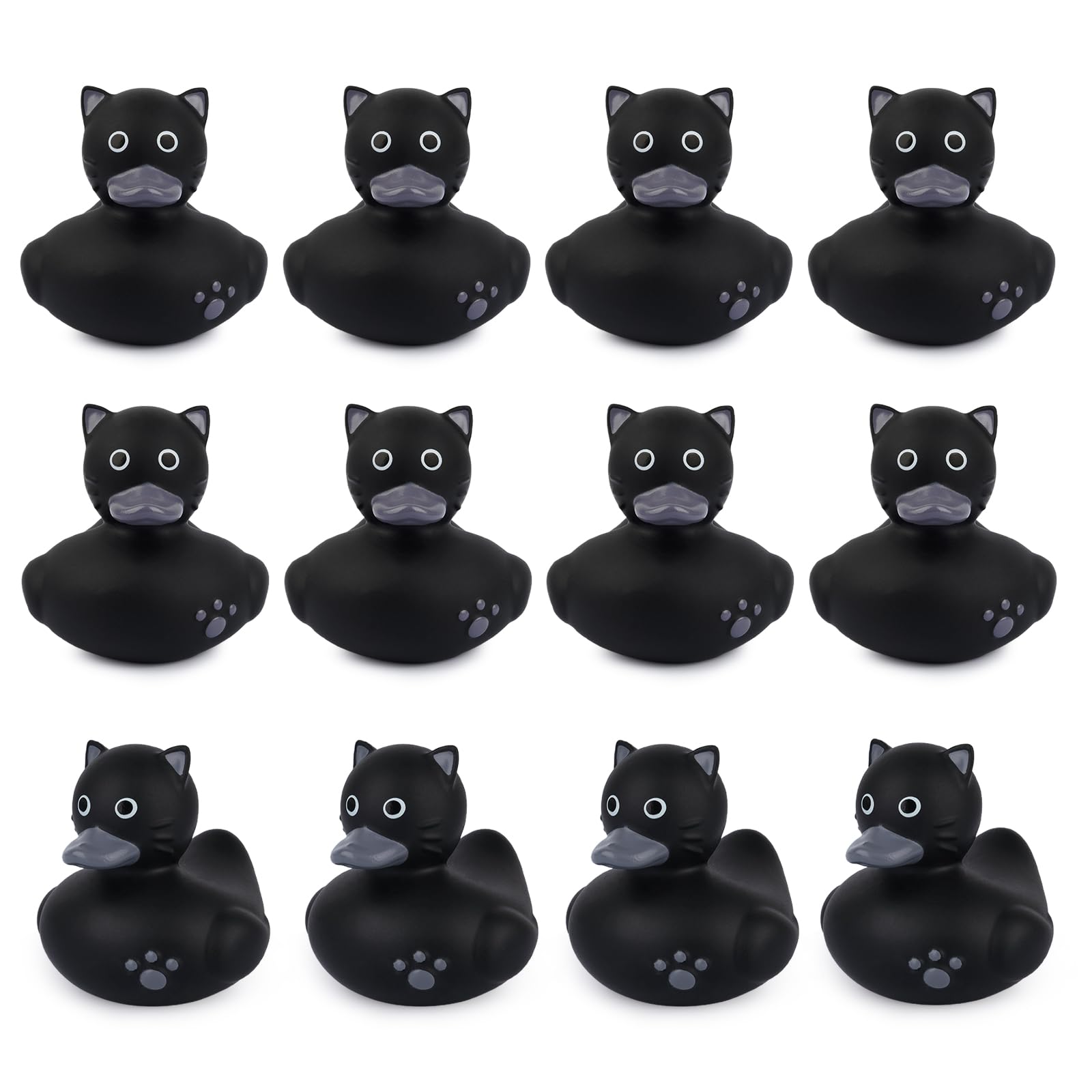 12pcs Rubber Ducks in Bulk, Ducks for Jeeps,Black Cat Jeeps Ducking,Baby Bath Toys for Rubber Duckies,Birthday Gifts Pool Holiday Ducks Party Favors