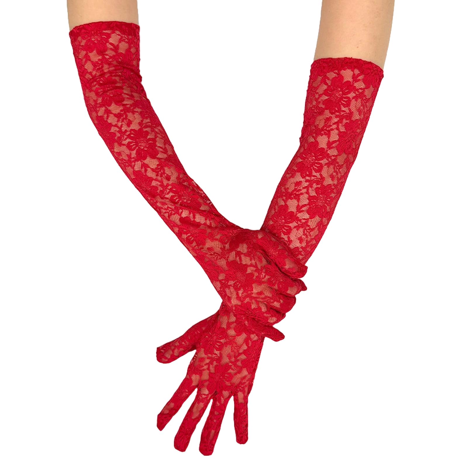 Stylish Long Lace UV Protection Gloves Women Driving Sun Defense Breathable Floral Design Multi Color Options