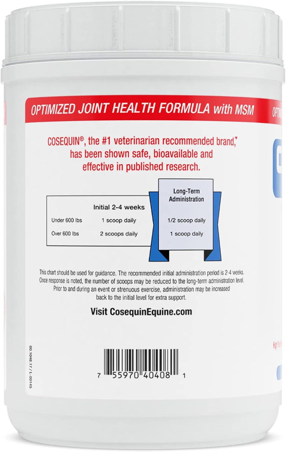 Nutramax Cosequin Optimized with MSM Joint Health Supplement for Horses - Powder with Glucosamine and Chondroitin, 1400 Grams