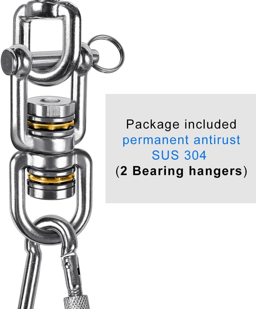 BeneLabel Heavy Duty Swing Swivel - Stainless Steel 360° Rotation Device for Web Tree Swing, Aerial Yoga, Hammock Chair - Smooth, Safe, and Durable - 770LB Capacity, 2 Pack - Image 4