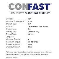 Vista 5 de CONFAST Anclaje de cuña de 1/2" x 5-1/2" chapado en zinc (caja de 25)