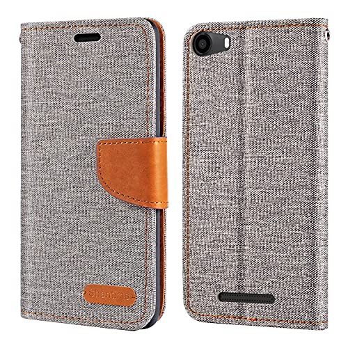 Étui Portefeuille en Tissu Oxford et Cuir PU Compatible avec Wiko Lenny 2, Coque Robuste avec...