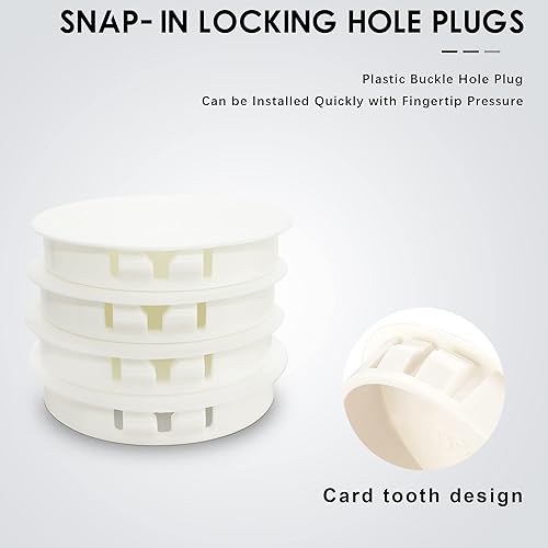 Miniatura 3 de BOPOREAE Tapones de plástico blanco de 34 pulgadas (0.748 in) a presión para panel de orificio de bloqueo, tapas de fijación para muebles de