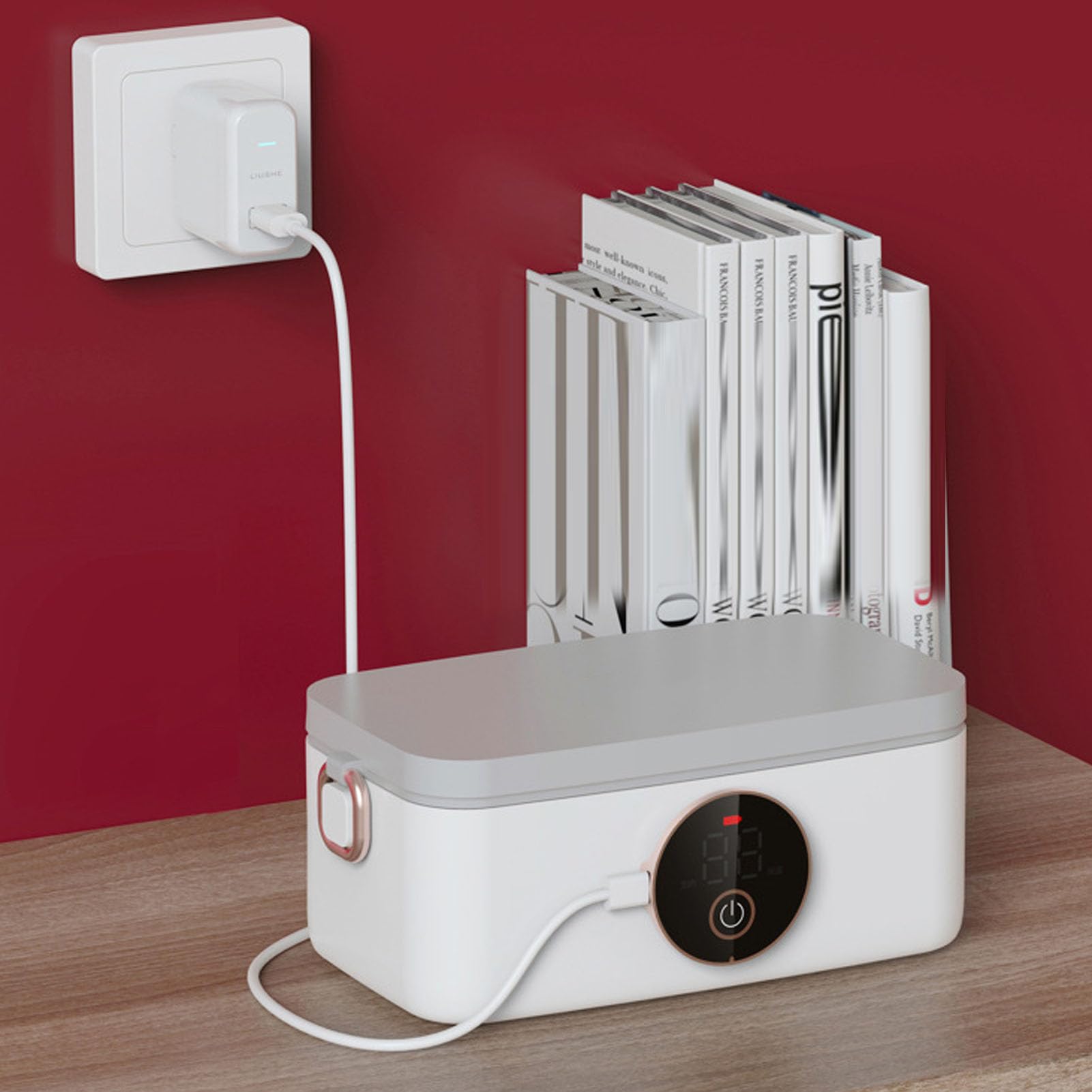 Fiambrera Eléctrica Recargable Portátil con Contenedor Interior de 1000ml para Estudiantes y Trabajadores de Oficina (Enchufe Europeo de 100 a 240 V.)