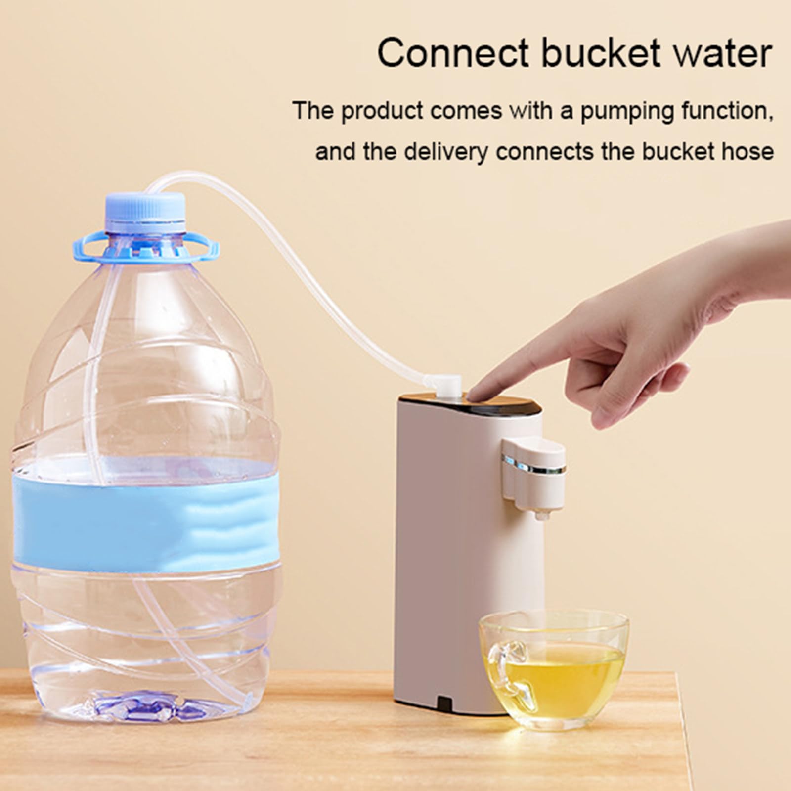 Mini-Wasserspender, elektrischer Durchlauferhitzer, Flaschen-Wärmewasserpumpe, tragbar, 3 s, schnelle Heizung, für Reisen und Zuhause,White
