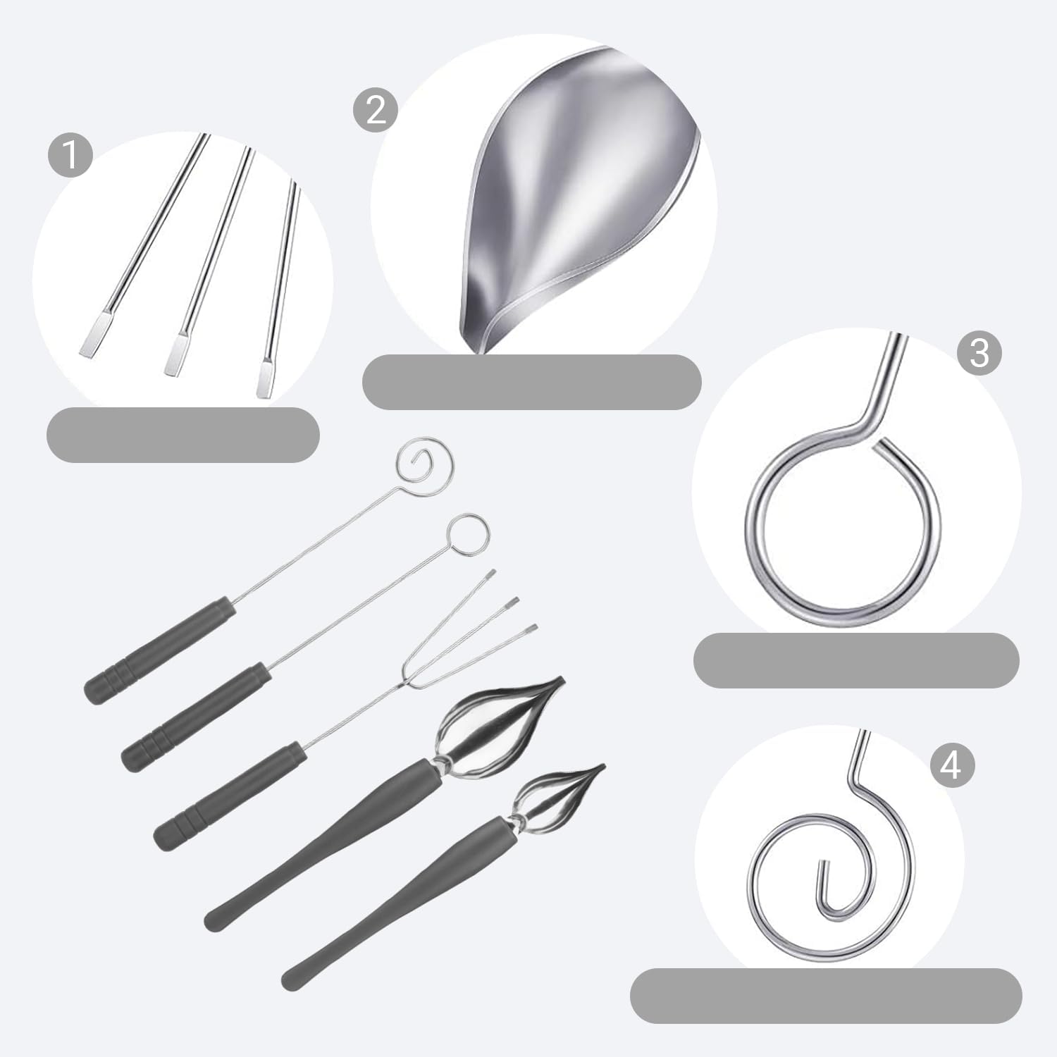 5 PCS Candy Dipping Tools Cooking Spoons Stainless Steel Set