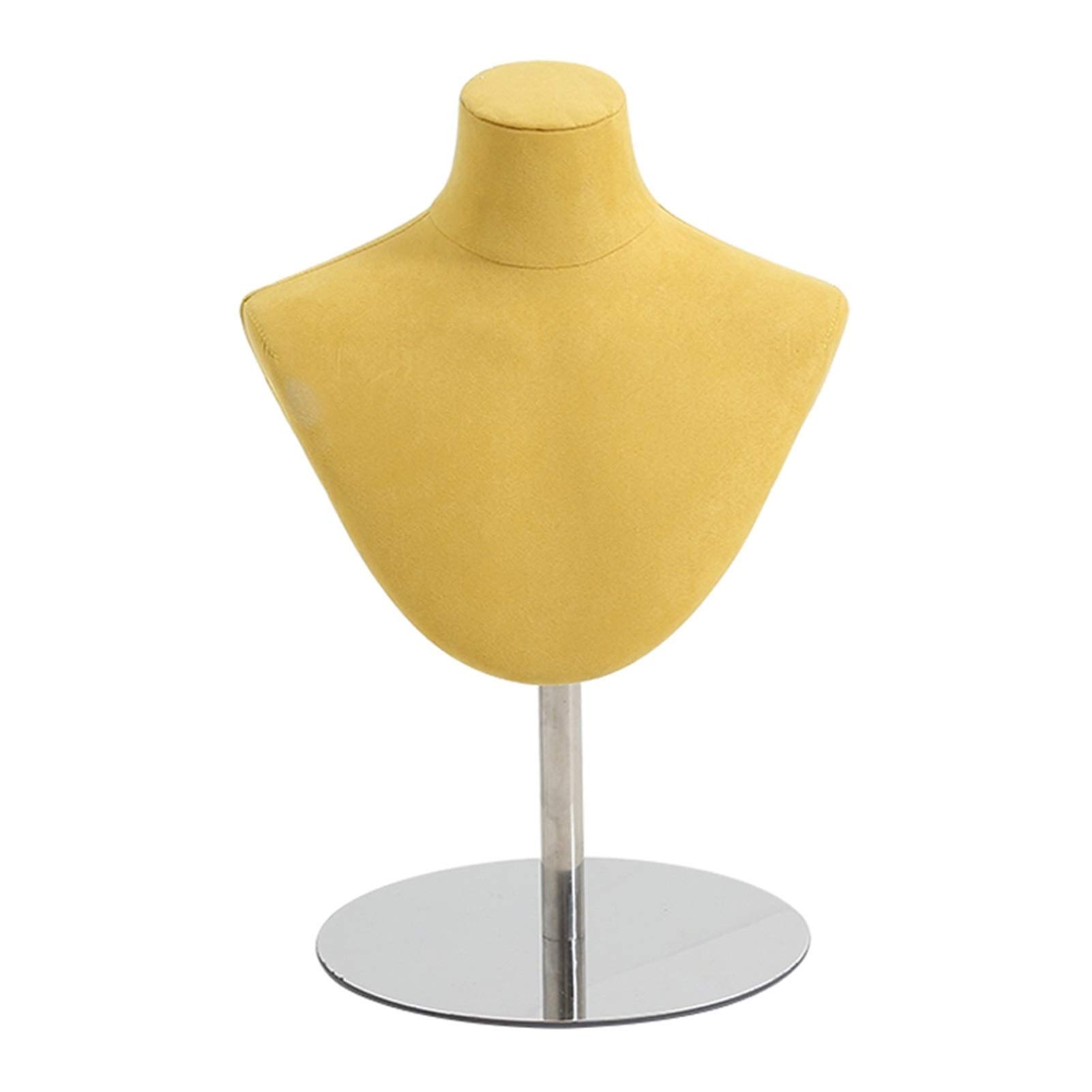 Support pour Bijoux Afficher Le Support de Mannequin Porte-Buste Porte-Buste Chapeau Chapeau Foulard Bijoux Buste avec Base en Acier Inoxydable Présentoir pour Bijoux (Color : Geel)