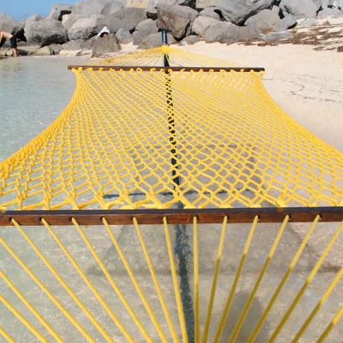 Caribbean Rope Hammock - 55 Inch - Soft-Spun Polyester (Yellow) #TOP2