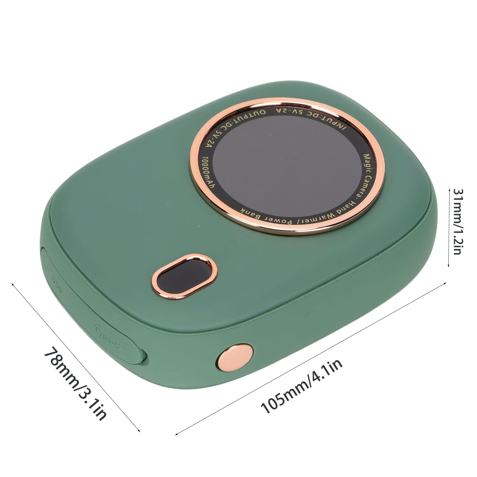 Akumulatorowy ogrzewacz do rąk Elektryczny ogrzewacz do rąk Akumulator 10000mAh Power Bank z wyświetlaczem LED na Camping Zimowe dni śnieżne(Green)