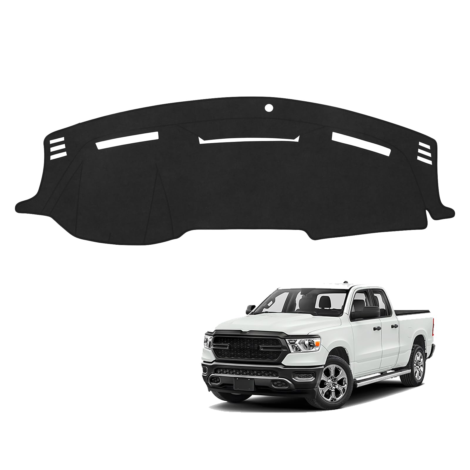 PeakPurit Black Dashboard Dash Board Cover Mat Carpet for Dodge 2010-2018 Ram 1500 2500 3500 Accessories Dash Cover Flannel Material Dash Mat Sunshade