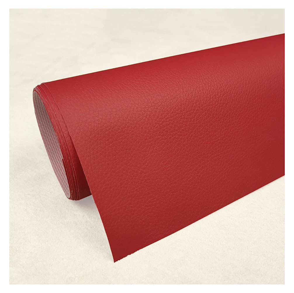 Tissu imitation cuir stretch fin rouge pour couture et loisirs 1.6x2m