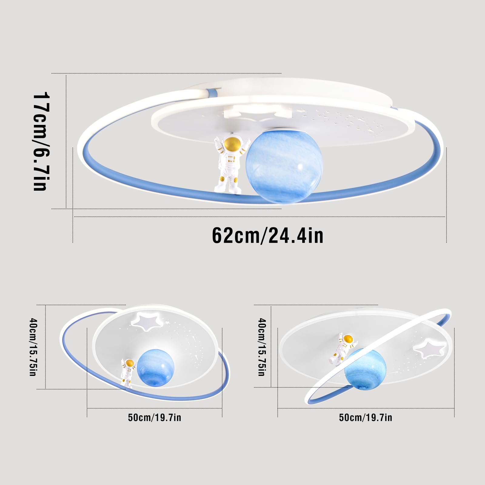 AHXIAOZN Lámpara LED Techo Niños, Lámpara Techo Astronauta 3D con Control Remoto, para Dormitorio de Niños y Niñas Lámpara Techo Regulable