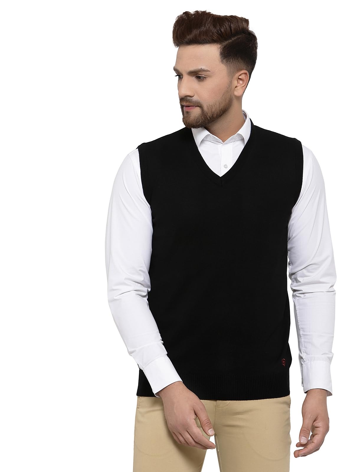 Men's Acrylic Regular Fit V Neck Casual Sleeveless Cardigan Sweater - Solid Color Winter Wear-image-38