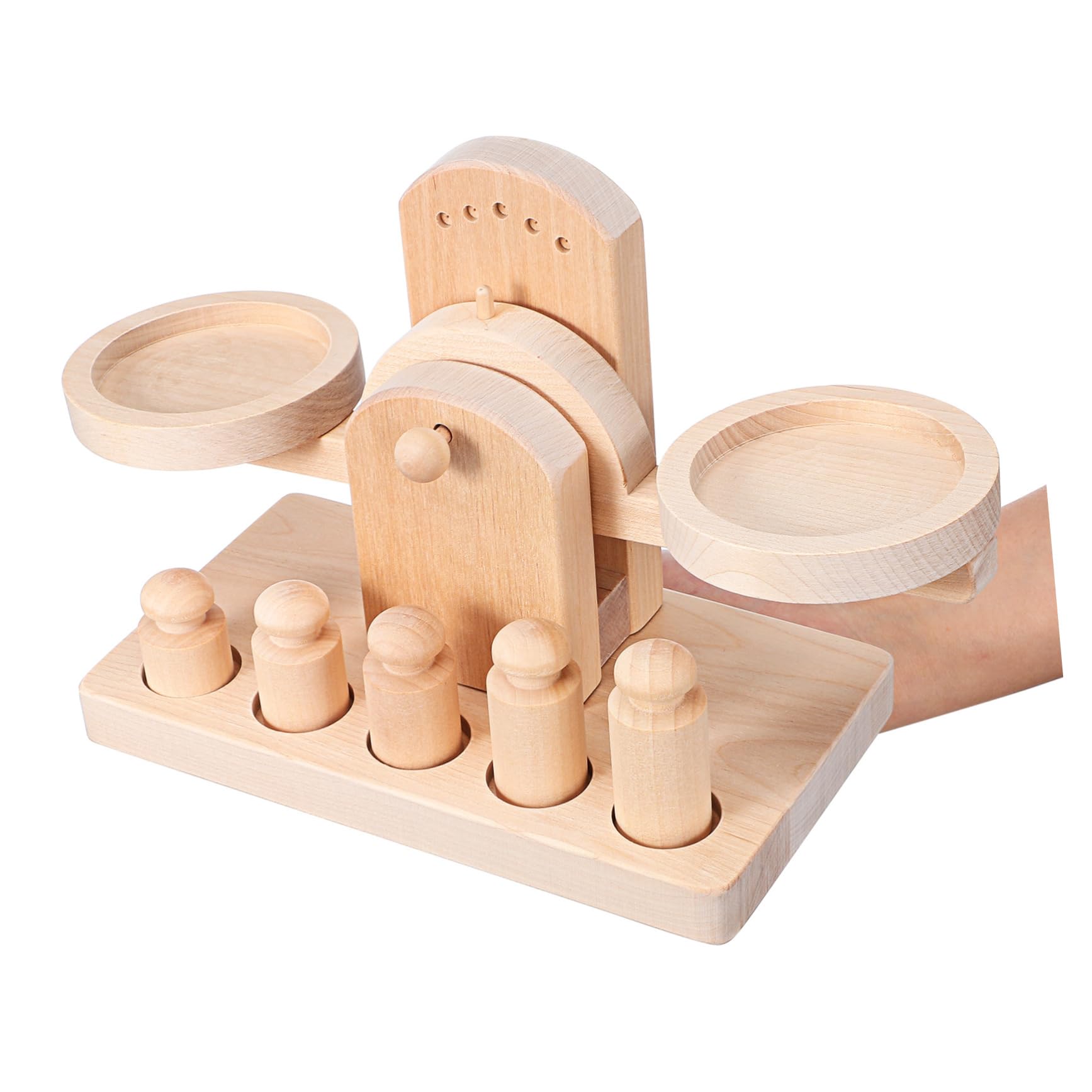 Bilancia in Legno Gioco Educativo Montessori per Ragazzo Ragazza e Studenti | Materiale Matematico Montessori, Superficie Rotonda Liscia, Gioco da Tavolo Educativo per Regalo