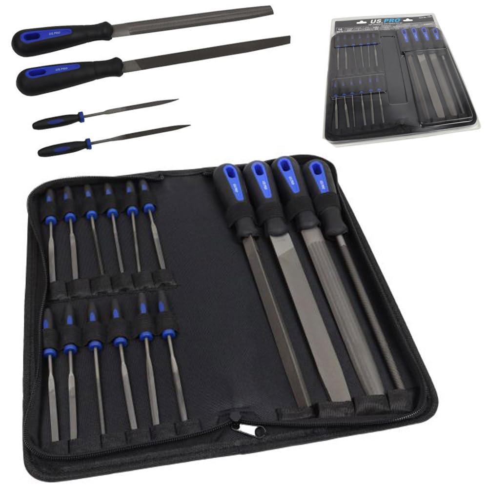 16pc Engineers Files and Needle File Set, Flat, Half-Round, Triangular, Square