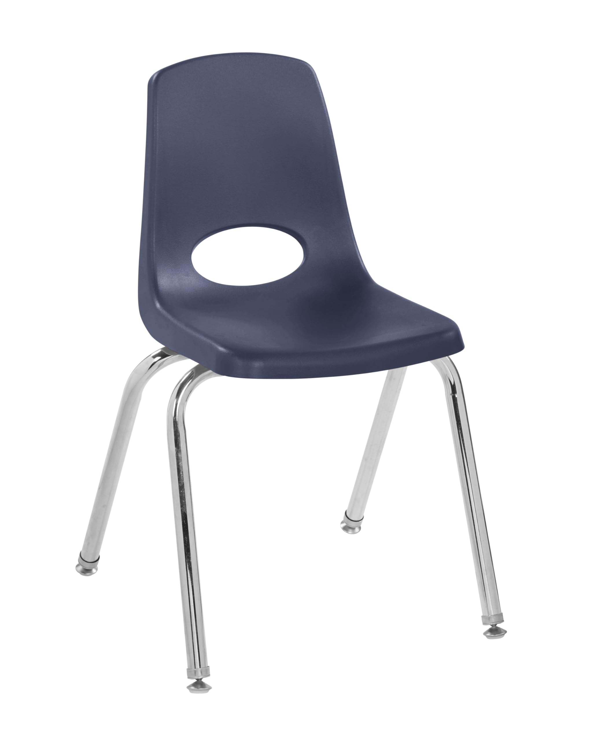 FDP 16" School Stack Chair, Stacking Student Seat with Chromed Steel Legs and Swivel Glides for Classroom, Homeschool or Office - Navy, 11560-NV