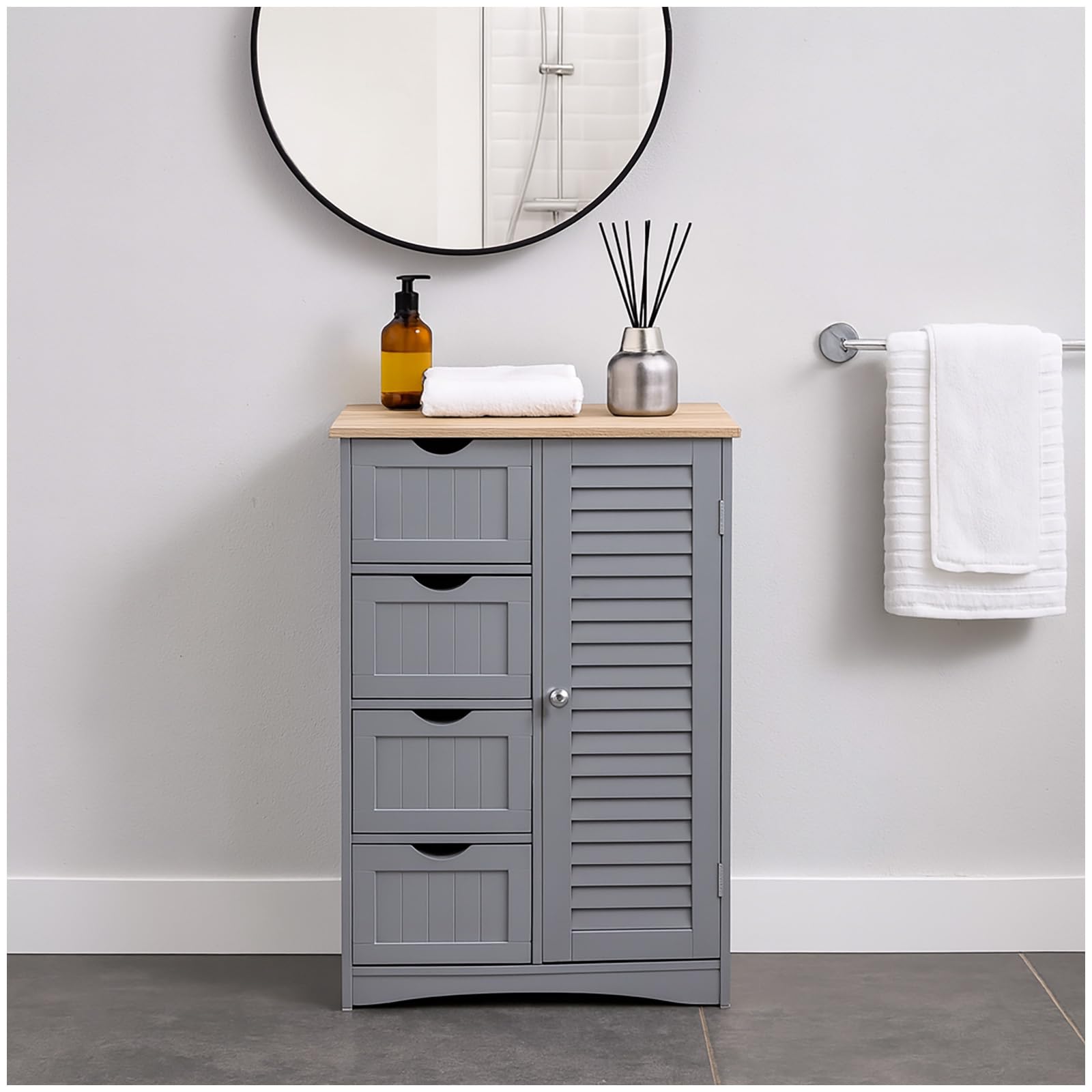 Badezimmerschrank Sarah mit Schubladen Landhausstil
