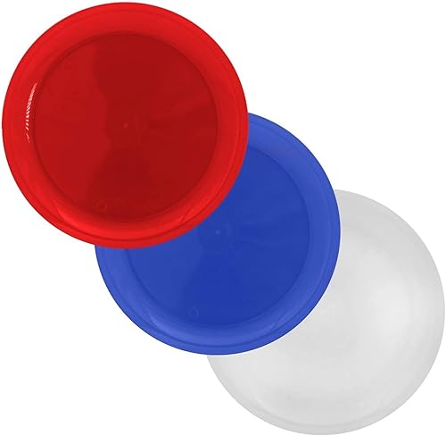 Party Essentials Surtido patriótico platos desechables de plástico duro para fiestas, rojotransparenteazul, 9 pulgadas, 12 unidades