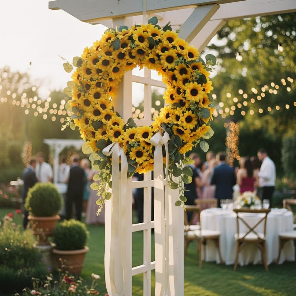 Jinshining 100Pcs Yellow Artificial Flower Heads Mini Fake Sunflower Decorative Fabric Flowers Craft Floral Embellishments for Wreaths Wedding Artificial Flowers