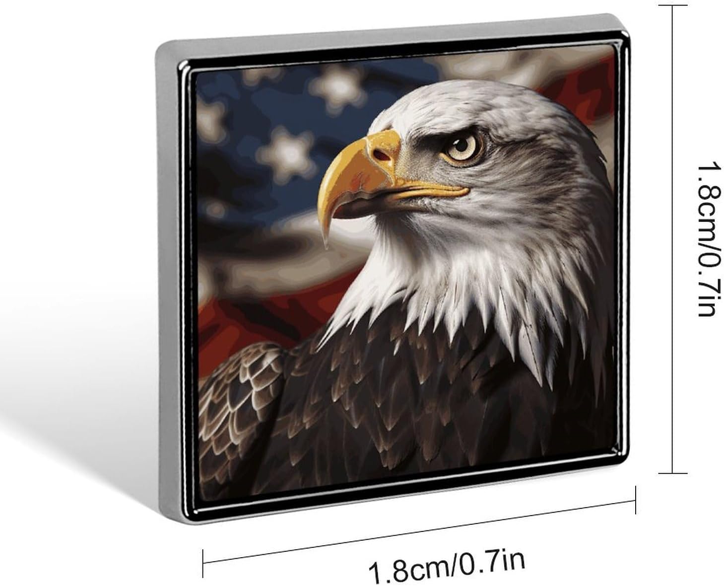 Square Lapel Pins Bald Eagle US Flag Pictures Metal Square Brooceh Badge for Suits, Backpacks & Hats, Lapel Accessory
